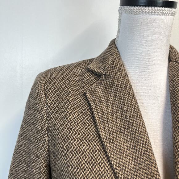 Chaps Blazer Jacket Sz 4 Brown Tweed Wool Rider Equestrian Polo Career Casual - Picture 3 of 10
